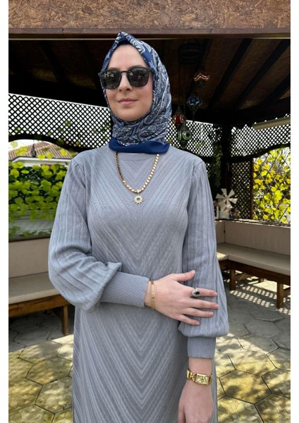 Yağmur Triko Elbise Gri