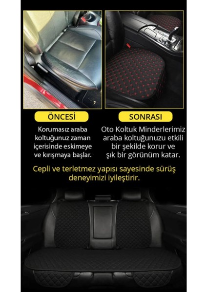 Deri Cepli Sırtlı Oto Koltuk Minder Seti - Koltuk Koruma Kılıfı (Tam Takım - 7 Parça)