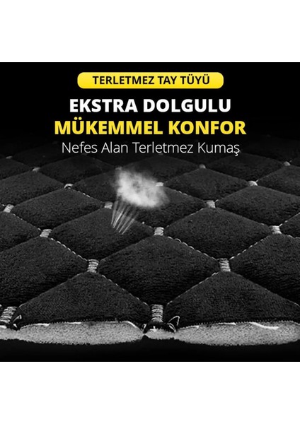 Tay Tüyü Cepli & Terletmez Kumaş Sırtlı Oto Koltuk Minder Seti - Koltuk Koruma Kılıfı (Tam Takım - 7 Parça) modelleri