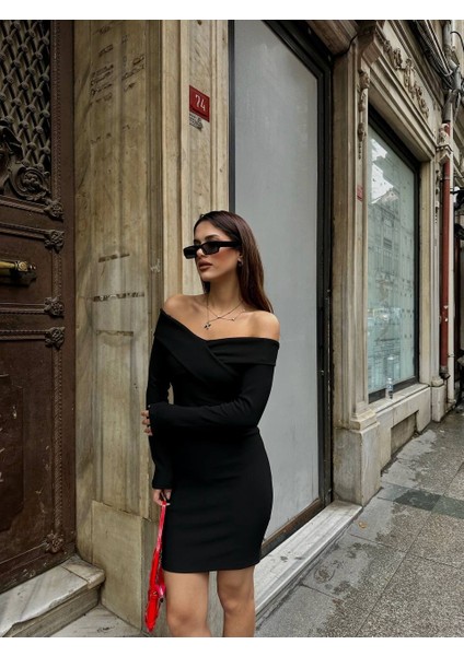 Çapraz Yaka Detay Ottoman Kumaş Elbise