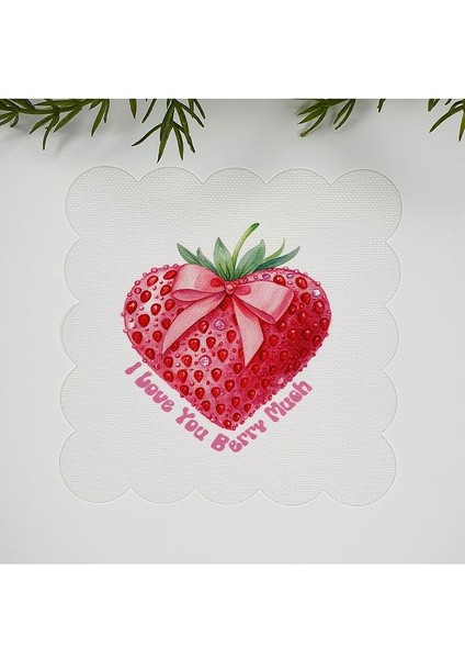 Fiyonklu Çilek ve Slogan Tasarımlı Dekoratif Kumaş Kokteyl Peçetesi 1 Adet