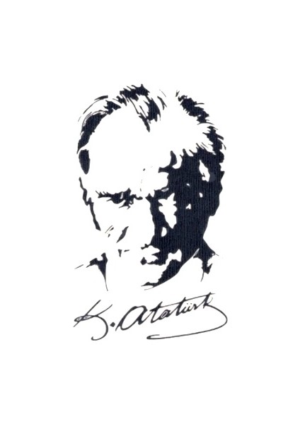 Ata Silüet Sticker A5 Beyaz - 2 Adet