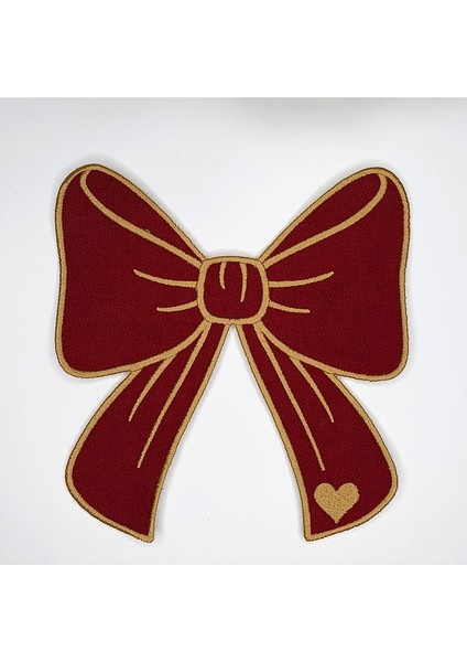 Kurdele Şeklinde Gold Nakışlı Bordo Kırmızı Kumaş Kokteyl Peçetesi 1 Adet