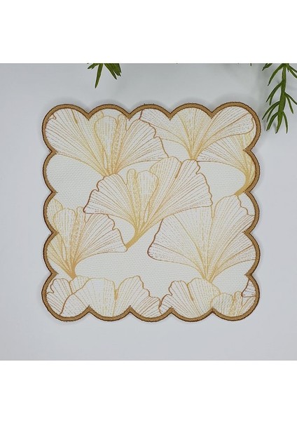 Altın Rengi Ginkgo Yapraklar Nakış Kenar Kokteyl Peçetesi 1 Adet fiyatları
