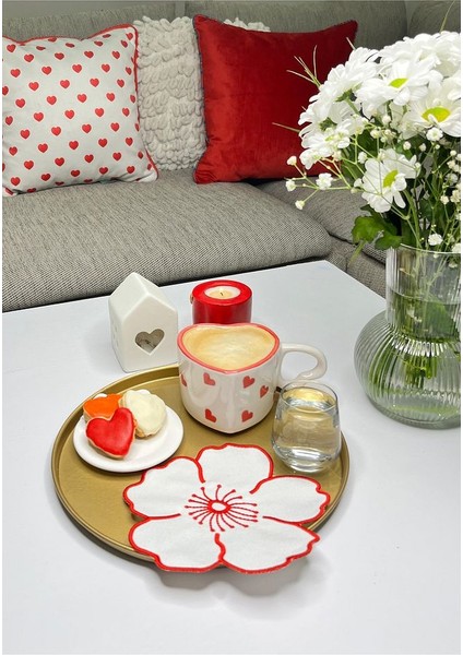 Çiçek Şeklinde Nakışlı Kokteyl Peçetesi 1 Adet