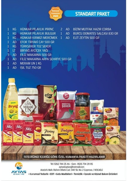 Ramazan Gıda Erzak Kumanya Yardım Kolisi - Standart Paket modelleri