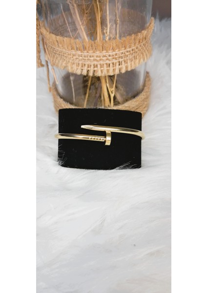 Badelis Çivi Model Gold Sade Çelik Kelepçe Bileklik modelleri