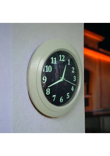 Fosforlu Gece Parlayan Salon Mutfak Ofis Duvar Saati 35 cm Plastik fırsatları