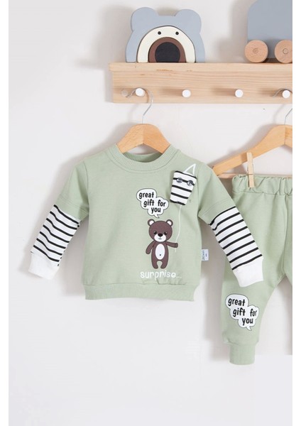 3-18 Ay Erkek Bebek Takımı Gift For You 2'li Yeşil