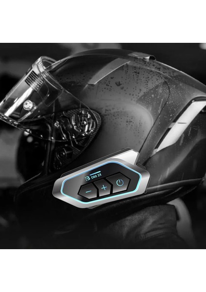 Kask 2x Intercom Kulaklık Su Geçirmez Motorcu Kaskı Kulaklığı Bluetooth Rgb Işıklı Fm Radyo