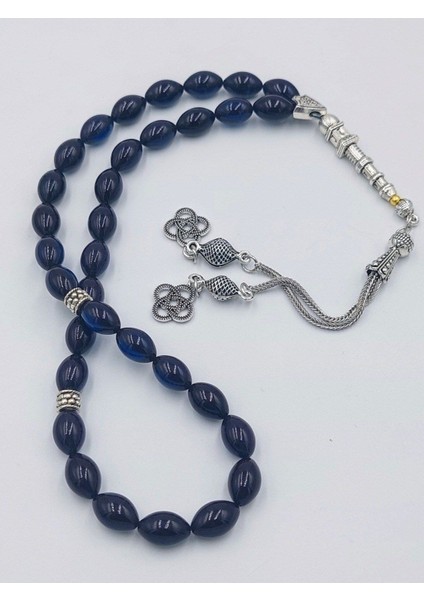 Siyah Mavi Arpa Kesim Alpaka Püsküllü Ateş Kehribar Tespih modelleri