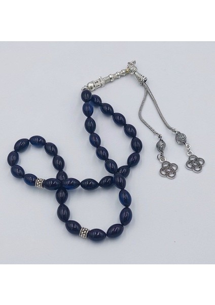 Siyah Mavi Arpa Kesim Alpaka Püsküllü Ateş Kehribar Tespih fırsatları