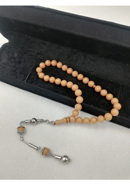 Krem Küre Kesim Bilek Boy Alpaka Püskül Kehribar Tespih fiyatları