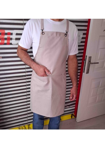 Mutfak Önlüğü Leke Tutmayan Sıvı Itici Kumaş Çapraz Askılı