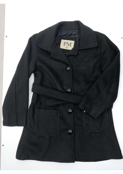 160416 Kaşe Kız Kaban 10/13 Yaş - Siyah - 9-10 Yaş