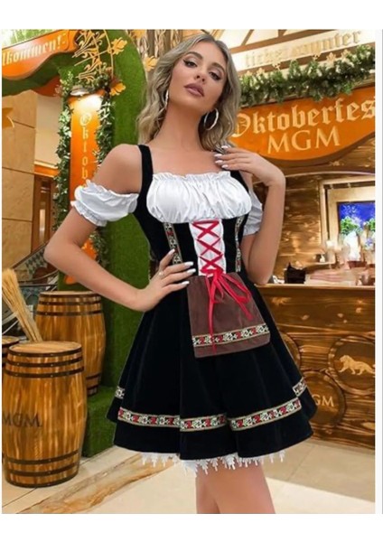 KADIKÖY KOSTÜM Siyah Alman Kostümü Biracı Alman Kız Kostümü Oktoberfest Kostümü