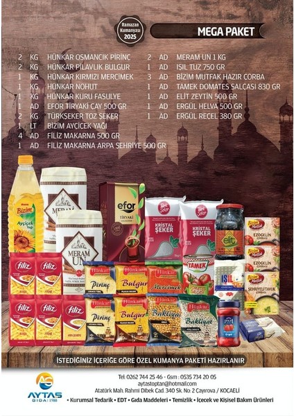 Ramazan Gıda Erzak Kumanya Yardım Kolisi - Mega Paket modelleri