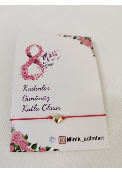 20 Adet 8 Mart Dünya Kadınlar Günü Hediyesi Kalp Figürlü Kırmızı Şans Bilekliği Dilek Bilekliği Kırmızı Ip