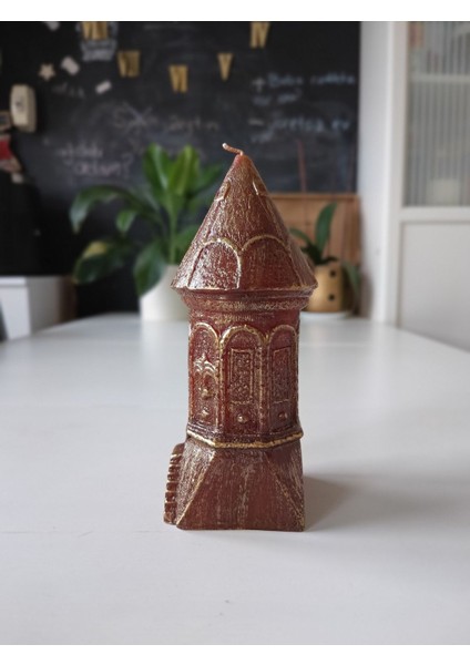 Galata Kulesi Mum 20 x 8 x 8 cm 500 gr Bordo modelleri