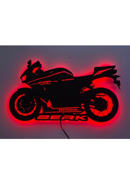 Tablo-Işıklı Duvar Dekoru-Motorsiklet Temalı