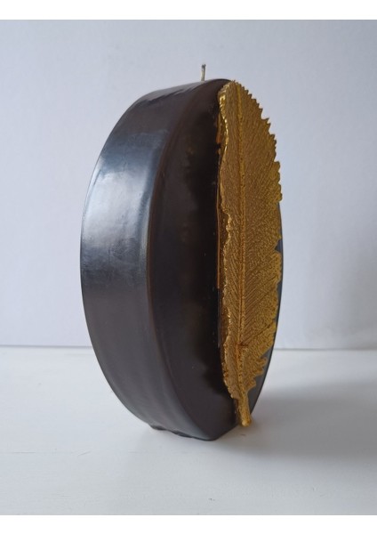 Kuş Tüyü Kabartmalı Oval Mum 23 x 15 x 5 cm 1329 gr Siyah fiyatları