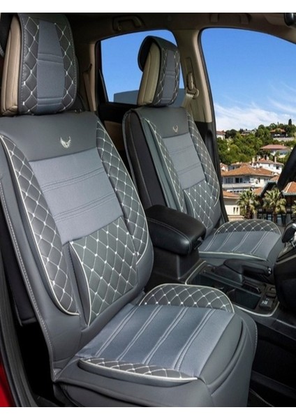 Isuzu D-Max Yeni Uyumlu Yarı Deri Oto Koltuk Kılıfı Ön/arka Tam Set Elit (Füme)