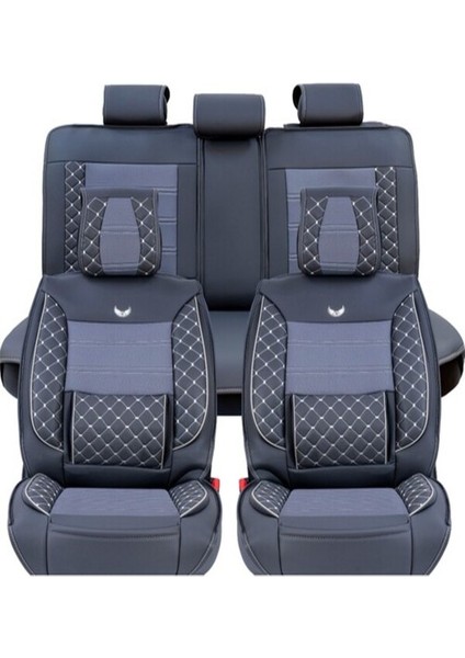 Isuzu D-Max Yeni Uyumlu Yarı Deri Oto Koltuk Kılıfı Ön/arka Tam Set Elit (Füme)