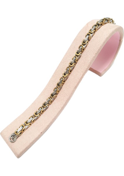 Çelik Bileklik Kral Zincir Model 0.5 mm 22 cm Bizans Bağlantı Tasarım Gümüş (Silver) Altın Sarısı (Gold) Unisex
