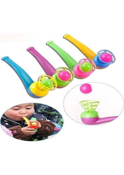 4 Adet Pipo Şeklinde Uçan Top Üflemeli Eğlence Parti Top Üfleme Oyunu
