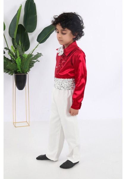 KADIKÖY KOSTÜM Erkek Çocuk Kırmızı Beyaz Dansçı Kostümü fırsatları