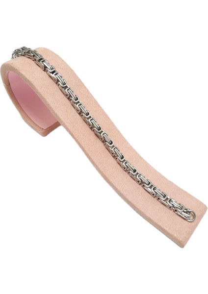 Çelik Bileklik Kral Zincir Model 0.5 mm 22 cm Bizans Bağlantı Tasarım Gümüş Silver