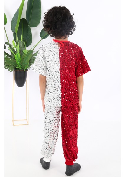 KADIKÖY KOSTÜM Erkek Çocuk Kırmızı Beyaz Pul Payet Dansçı Kostümü fiyatları