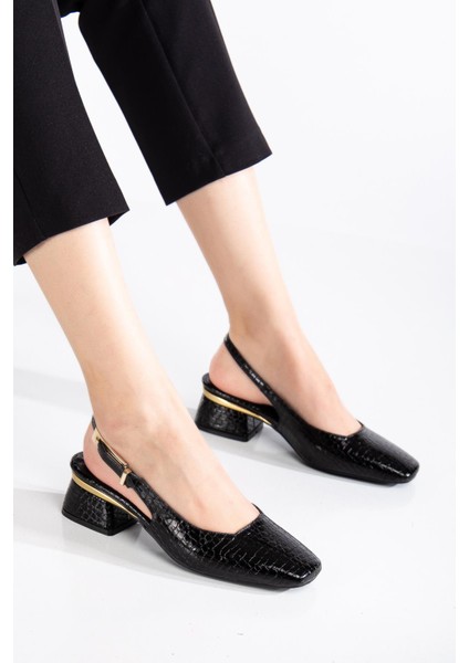 Suins Christa Model Kadın Orta Topuklu Kroko Ayakkabı