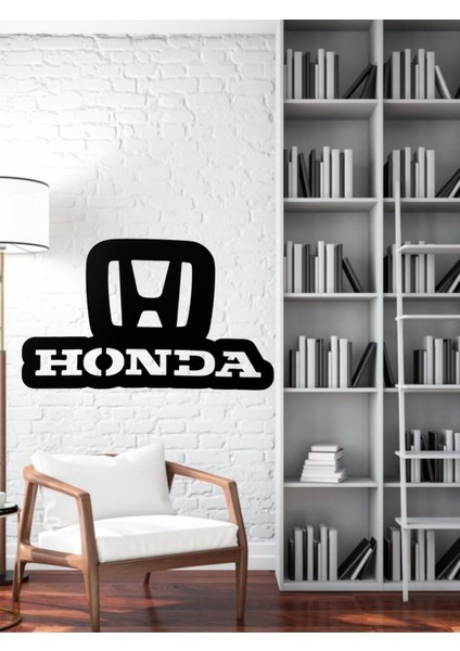 Dgrk Honda Logo LED Işıklı ve Işıksız Tablo Duvar Dekoru Tablosu Siyah Ahşap Lazer Mdf