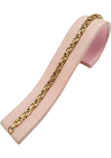 Çelik Bileklik Kral Zincir Model 0.5 mm 22 cm Bizans Bağlantı Tasarım Altın Sarısı (Gold) modelleri