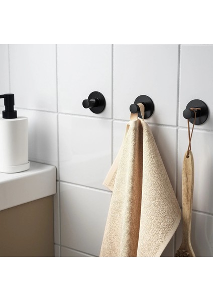 6 Adet Banyo Duvar Askısı Ikea 6'lı Set Metal Havlu Askısı Siyah Duvar Kancası Askı