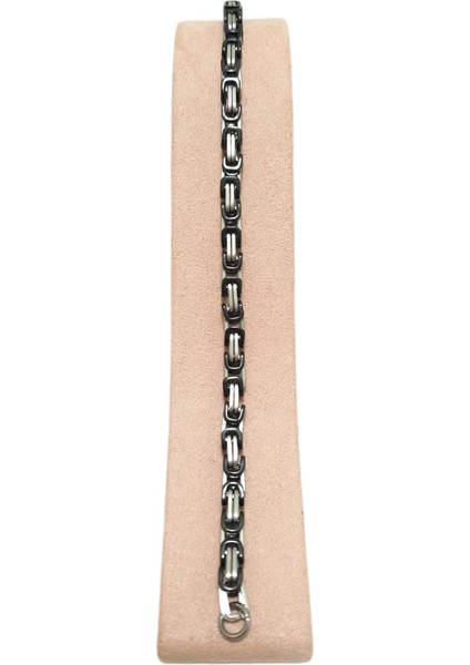 Çelik Bileklik Kral Zincir Model 0.5 mm 22 cm Bizans Bağlantı Tasarım Gümüş (Silver) Siyah (Black) fiyatları