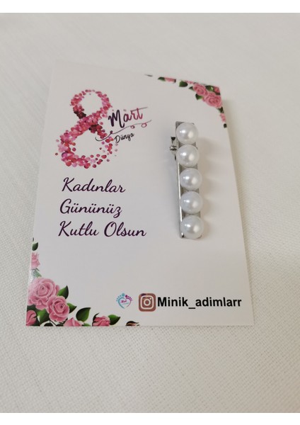 100 Adet 8 Mart Dünya Kadınlar Günü Hediyesi Klipsli Inci Toka