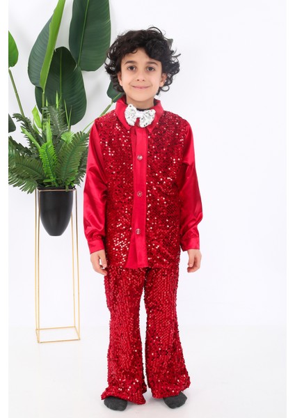 KADIKÖY KOSTÜM Erkek Çocuk Kırmızı Pul Payet Dansçı Kostümü fiyatları