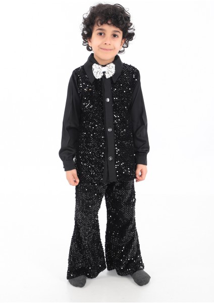 KADIKÖY KOSTÜM Erkek Çocuk Siyah Pul Payet Dansçı Kostümü fiyatları