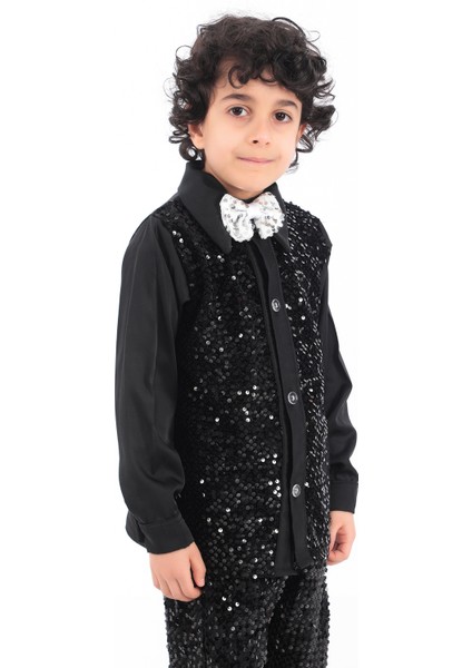KADIKÖY KOSTÜM Erkek Çocuk Siyah Pul Payet Dansçı Kostümü modelleri