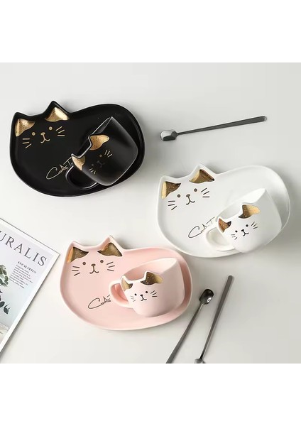 Sunum Tabaklı Kedi Tasarım Kupa Bardak fırsatları