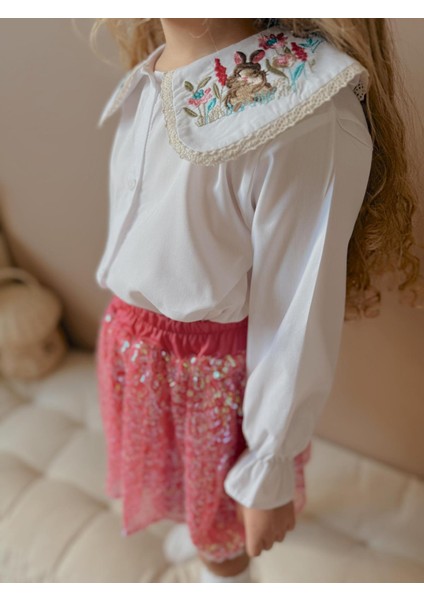 Yigit Butik Pul Payet Etekli Gömlekli Kız Çocuk Takım modelleri