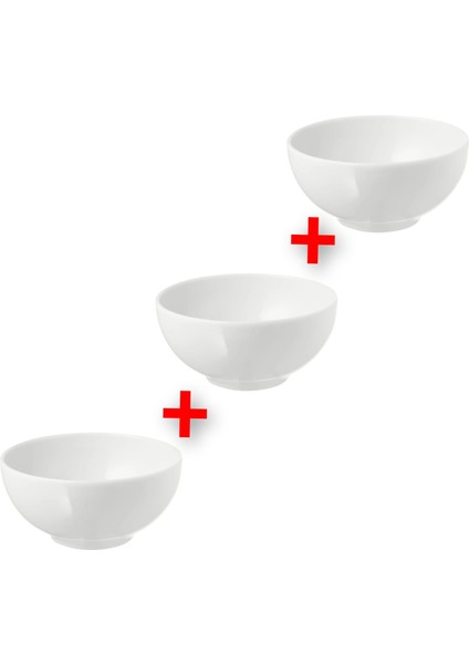 3 Adet Mini Çerez Servis Kasesi 6X13 cm Ikea 3'lü Set Porselen Kase Beyaz Renk Çerezlik Hacim 400 ml