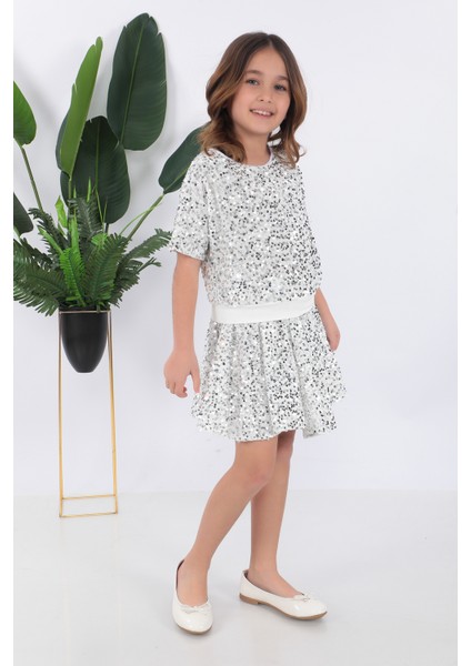 KADIKÖY KOSTÜM Kız Çocuk Beyaz Pul Payet Dansçı Kostümü modelleri