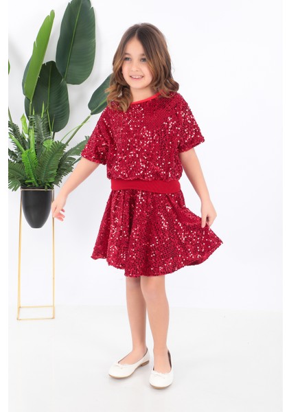 KADIKÖY KOSTÜM Kız Çocuk Kırmızı Pul Payet Dansçı Kostümü modelleri