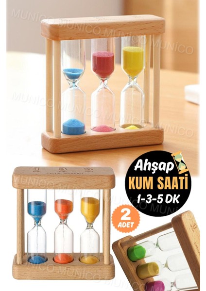 2 Adet Yaratıcı 1/3/5 Dakika Ahşap Kum Saati Kum Saati Zamanlayıcı Saat Ev Dekorasyon Mutfak Aleti