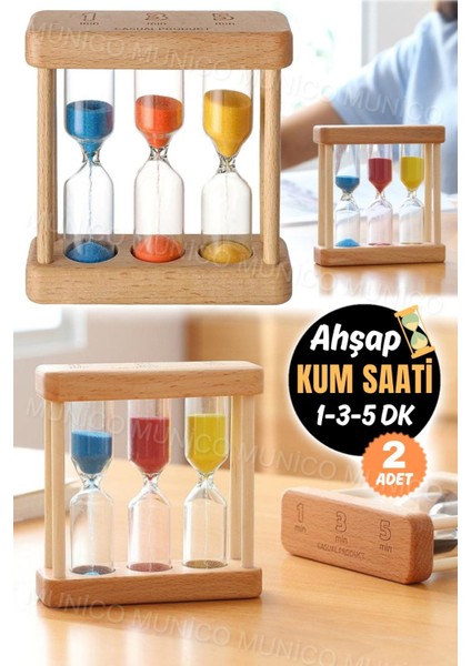 2 Adet Yaratıcı 1/3/5 Dakika Ahşap Kum Saati Kum Saati Zamanlayıcı Saat Ev Dekorasyon Mutfak Aleti