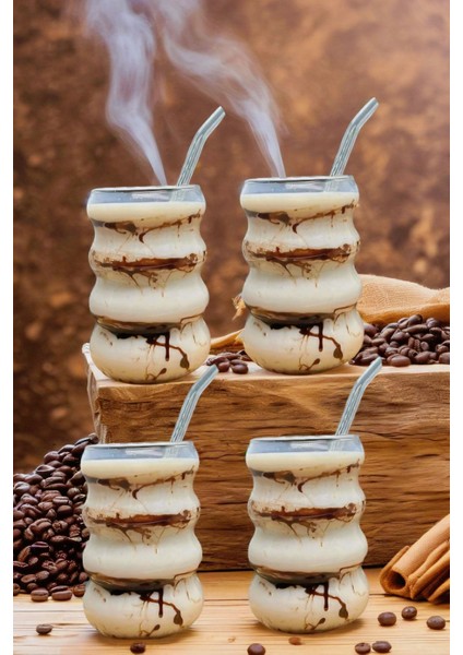 4 Adet Borosilikat Boğumlu Model Kokteyl ve Soğuk-Sıcak Kahve Bardağı Pipet 350ML fiyatları