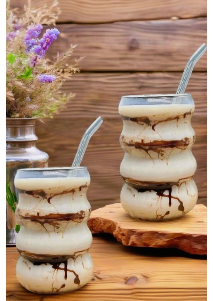 4 Adet Borosilikat Boğumlu Model Kokteyl ve Soğuk-Sıcak Kahve Bardağı Pipet 350ML indirimleri